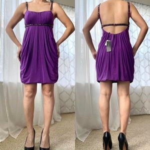 NWT BCBGMAXAZRIA beaded draped mini dress